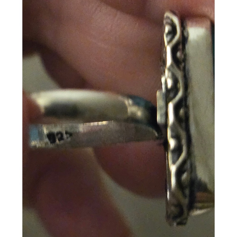 Howlite Sterling Ring Blue Vintage Sz 6.5 - Picture 4 of 4